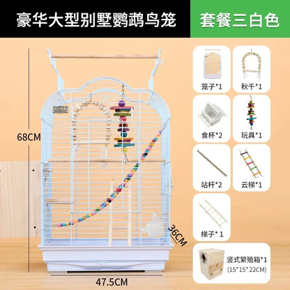 Cage spéciale pour perroquets Xuanfeng Reproduction Nest Grand tiroir pour un nettoyage facile Poignée pratique Cage à oiseaux durable