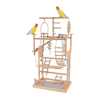 Aire de jeux en bois pour oiseaux Balançoire pour oiseaux Exercice d'escalade Support de jeu Activité pour oiseaux pour perruches Pinsons Cockatiel Jouet pour oiseaux