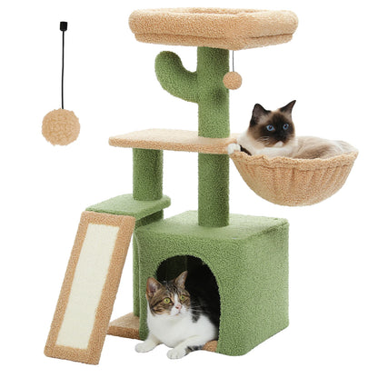 Arbre à chat de luxe – Condos doubles, hamac, perchoir spacieux, griffoirs en sisal