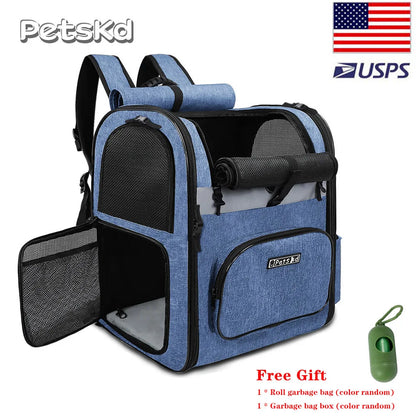 Sac à dos de transport pour chien – Sac de voyage robuste, respirant, pliable et à double porte pour animaux de compagnie jusqu'à 20 lb