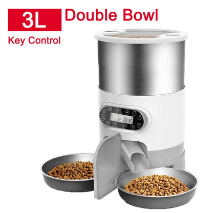 Distributeur de nourriture intelligent pour chats et chiens – Distributeur de nourriture automatique avec bols en acier inoxydable, contrôlé par application 