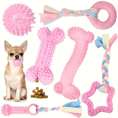Lot de 6 jouets à mâcher pour chiots de petite taille et chiots, durables et non toxiques, jouets en caoutchouc pour la dentition et le nettoyage des dents