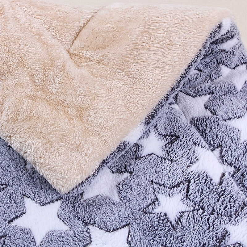 Coussin pour animal de compagnie à motif de pattes de chien au café de dessin animé – Matelas pour chat double couche, confortable et chaud