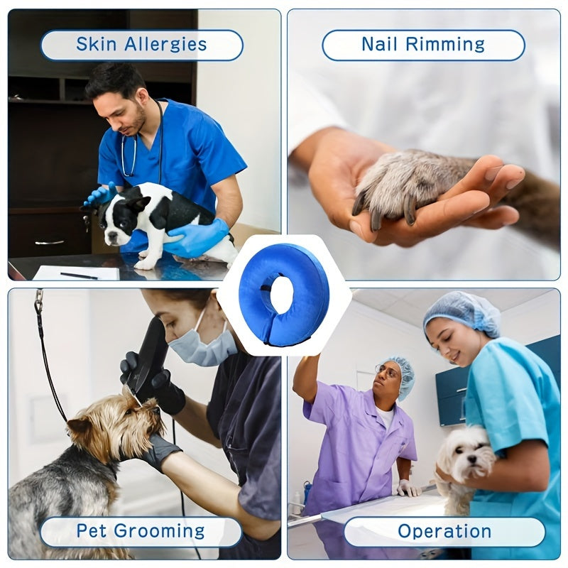 Collier de récupération gonflable en PVC pour animaux de compagnie - Anneau de cou doux et confortable anti-morsure et anti-léchage pour chiens et chats - Facile à mettre et à enlever
