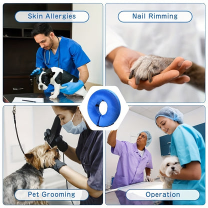 Collier de récupération gonflable en PVC pour animaux de compagnie - Anneau de cou doux et confortable anti-morsure et anti-léchage pour chiens et chats - Facile à mettre et à enlever