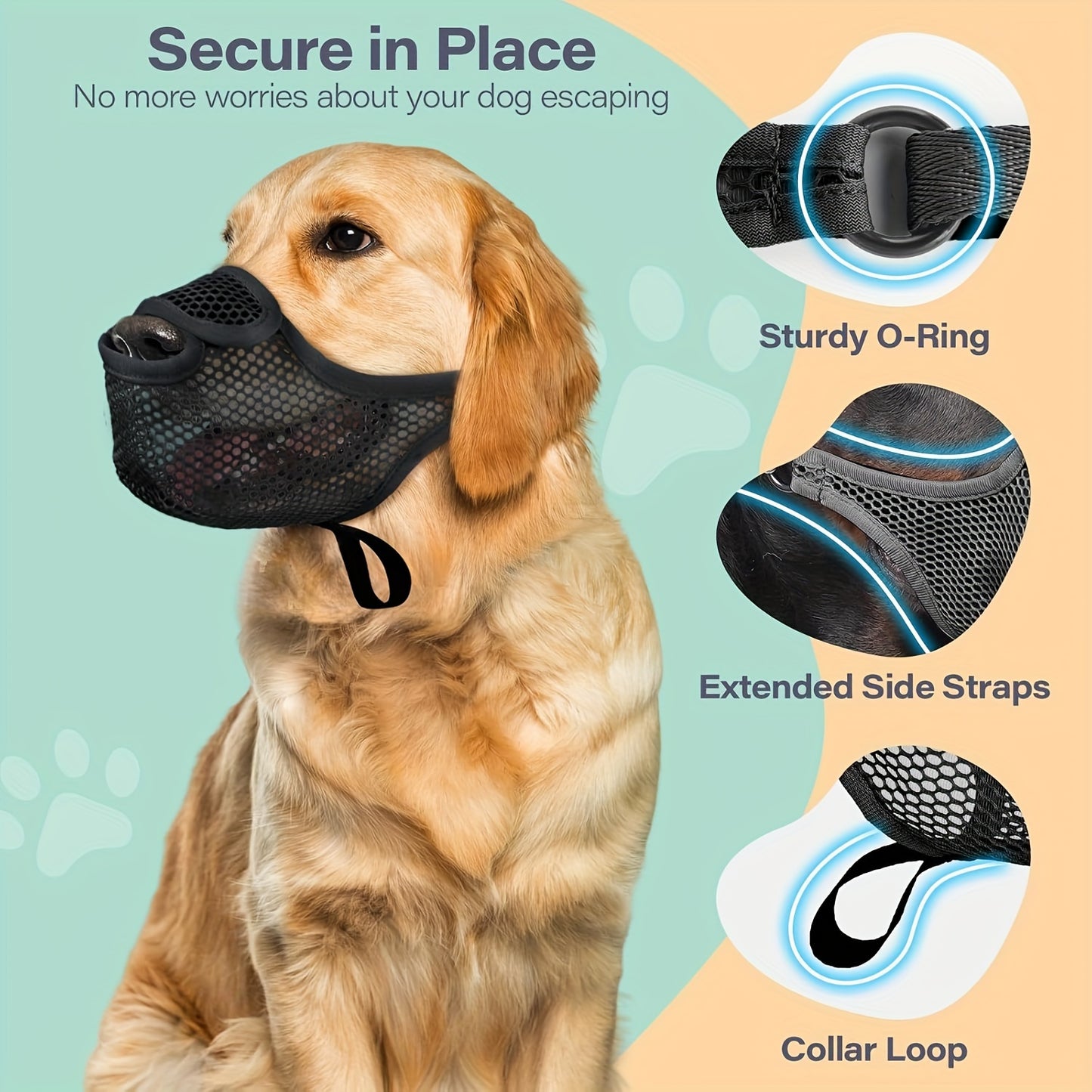 Muselière pour chien en maille respirante – Masque de sécurité confortable anti-aboiements et morsures pour animaux de compagnie