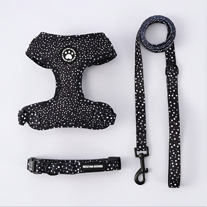 Ensemble harnais et laisse pour chien en tricot toutes saisons – Gilet de poitrine réglable et respirant avec boucle à pression