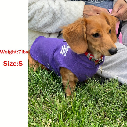 [Leashready Vest] Plush Dog Paw Vest - Cozy Knit Pet Sweater for Small to Extra Small Breeds, Machine Washable, All-Season Comfort in Green, Brown, Purple, Pink with Leash Attachment, Dog Sweater