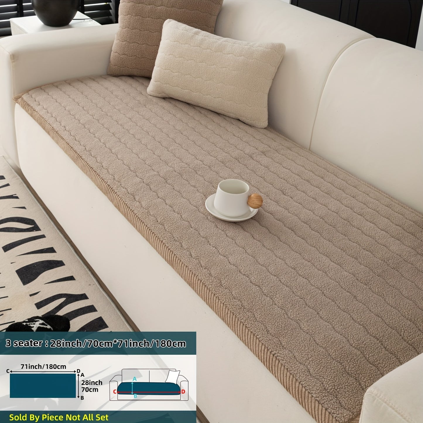 Bohemian Chic Plush Sofa Cover – Pet-Friendly, Non-Slip, Machine Washable Couch Protector