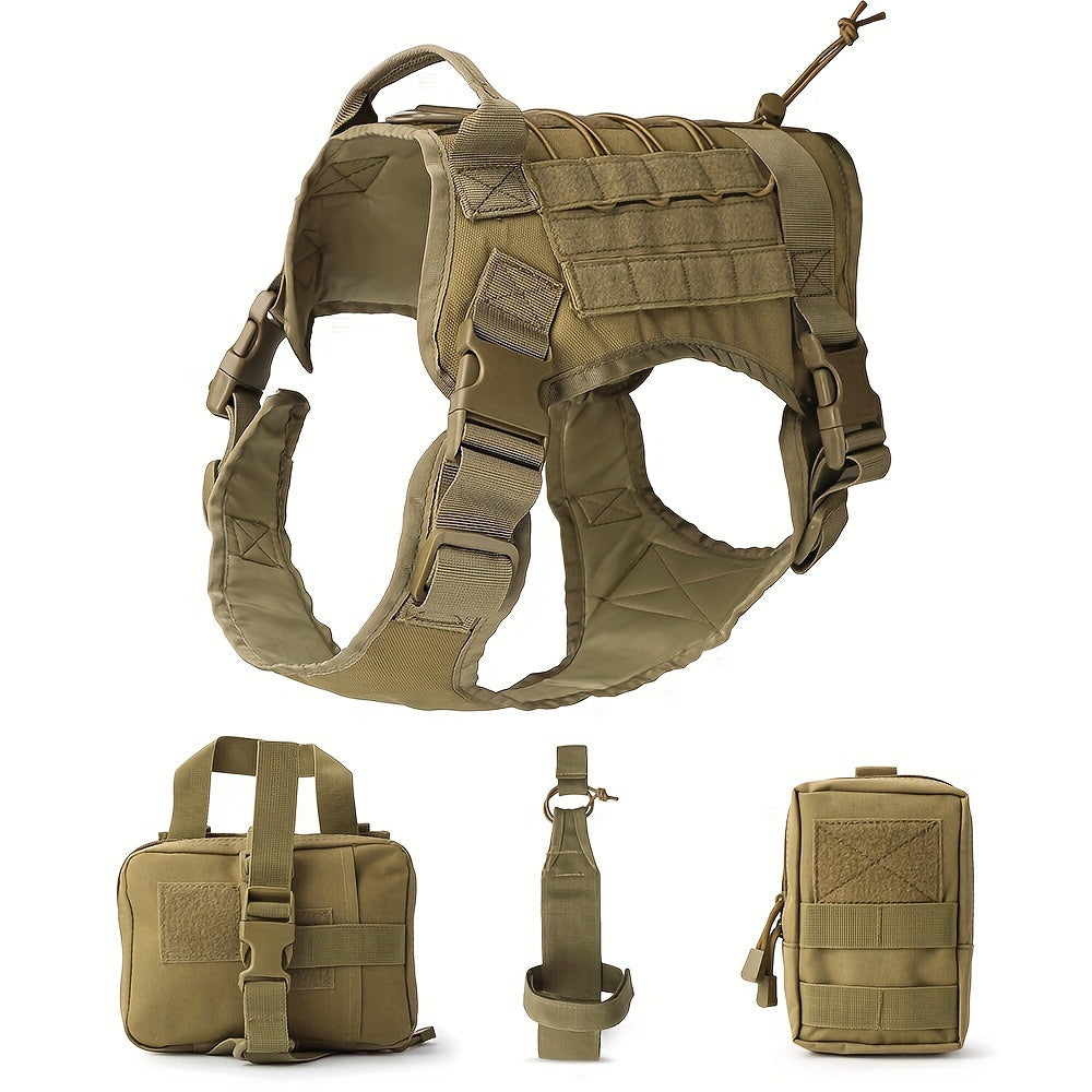 Harnais tactique pour grand chien – Gilet d’entraînement robuste pour races moyennes et grandes