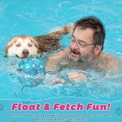 Jouet pour chien avec corde intégrée et ballon de football gonflable pour jouet interactif pour chien, jouet pour chien d'intérieur et d'extérieur, ballon de football bleu lac adapté aux chiens de grande, moyenne et petite taille