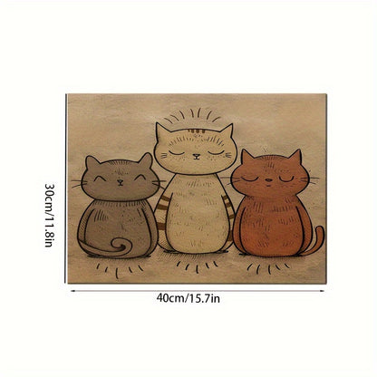1 tapis d'alimentation pour animaux de compagnie imperméable et résistant à l'huile sur le thème du chat mignon - Set de table en polyester toutes saisons facile à nettoyer pour chats et chiens