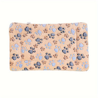 Coussin pour animal de compagnie à motif de pattes de chien au café de dessin animé – Matelas pour chat double couche, confortable et chaud