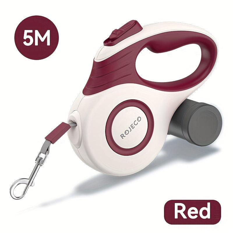 [Choix populaire] Laisse rétractable automatique pour chien ROJECO, corde extensible de 3 m/5 m pour petits et grands chiens, motif géométrique en nylon, accessoire de promenade pour chien non électrique