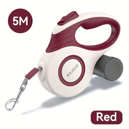 [Choix populaire] Laisse rétractable automatique pour chien ROJECO, corde extensible de 3 m/5 m pour petits et grands chiens, motif géométrique en nylon, accessoire de promenade pour chien non électrique