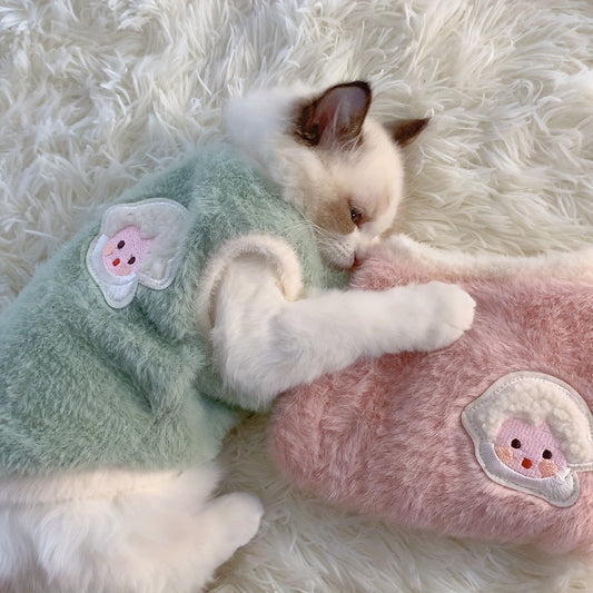 Gilet épais et chaud pour chat adorable – Tenue confortable pour l'automne et l'hiver, empêche la perte de poils 