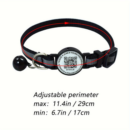 Collier réfléchissant pour animaux de compagnie avec code QR et fonction anti-perte - Haute visibilité la nuit, polyester rayé, idéal pour chats et petits chiens 