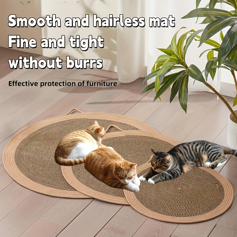 Lit pour chat et griffoir 2 en 1 en corde de jute Whisker Wonders – Tapis pour animaux de compagnie durable, lavable et tissé à la main
