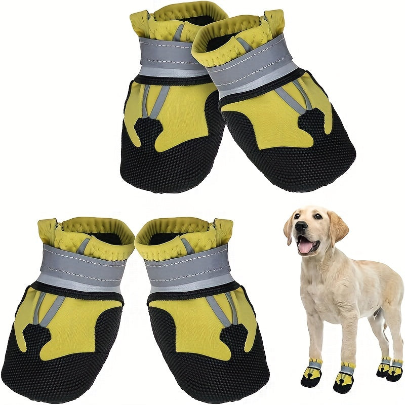 Lot de 4 bottes imperméables pour chien avec sangles réfléchissantes, gardez la patte de votre chien en sécurité et au sec