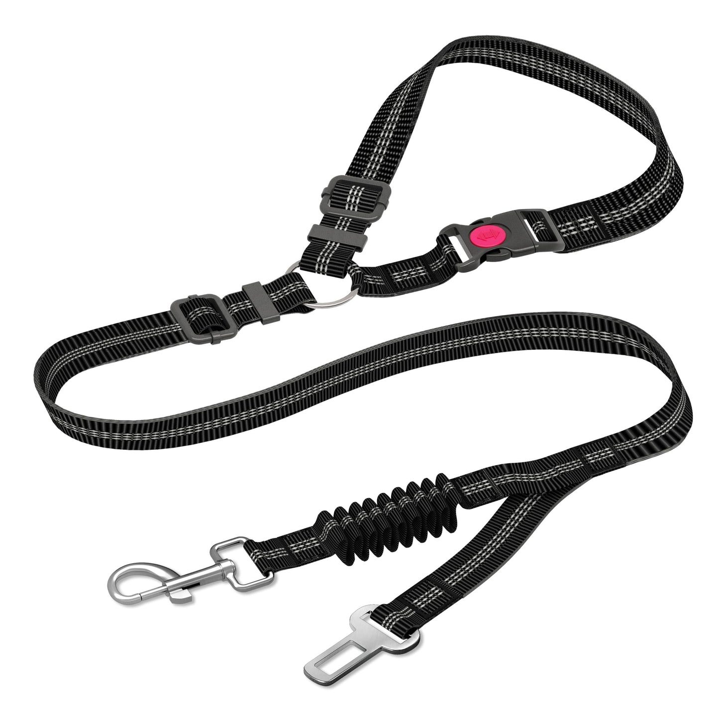 Ceinture de sécurité pour chien à double usage améliorée pour voiture – Laisse élastique réglable pour chien pour appui-tête, harnais de sécurité pour animaux de compagnie robuste et élastique