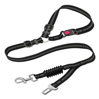Ceinture de sécurité pour chien à double usage améliorée pour voiture – Laisse élastique réglable pour chien pour appui-tête, harnais de sécurité pour animaux de compagnie robuste et élastique