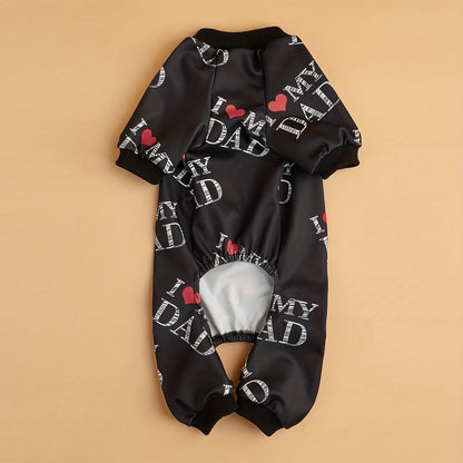 Vêtements d'été pour animaux de compagnie I Love Mom I Love Dad Print Vêtements pour chiens Combinaison pour chiens Pyjama pour chats pour petits, moyens et grands chiens