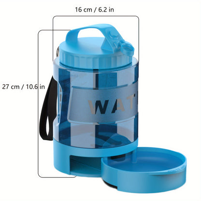 Bouteille d'eau pour chien Ocean Blue de grande capacité de 74 oz avec bol intégré - Portable et étanche pour la randonnée, le camping et les jeux au parc - Idéale pour les races de petite à moyenne taille 