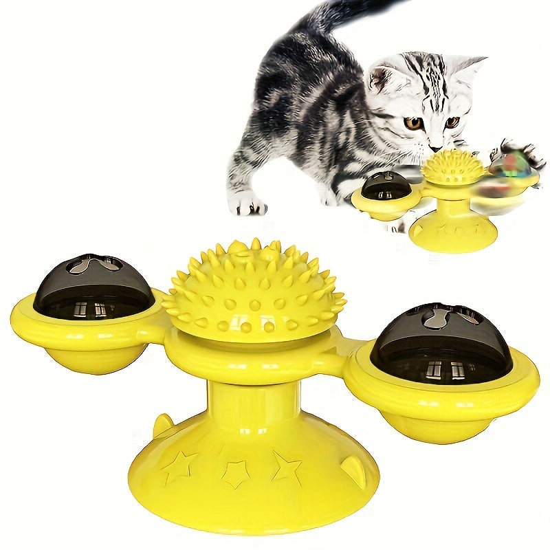 Moulin à vent rotatif pour chat – Jouet interactif et amusant