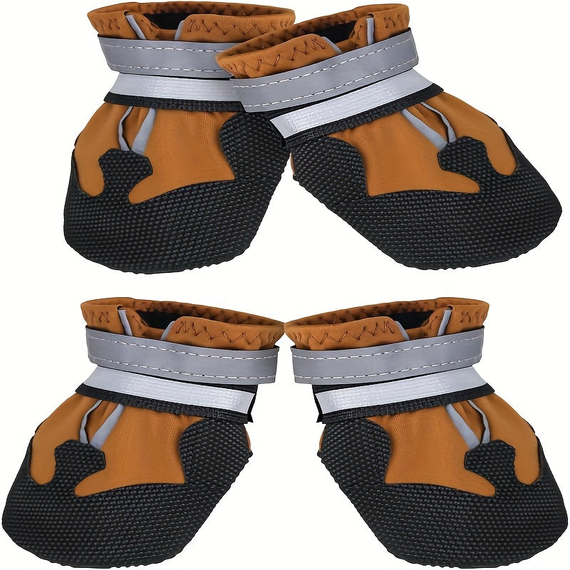 Lot de 4 bottes imperméables pour chien avec sangles réfléchissantes, gardez la patte de votre chien en sécurité et au sec