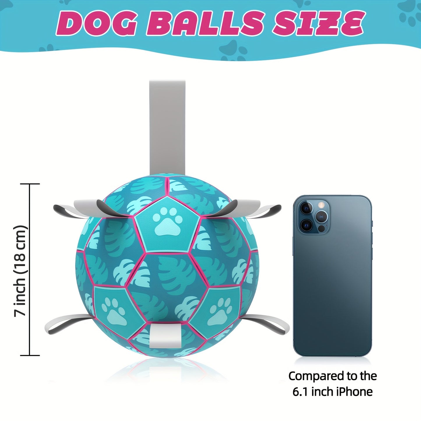 Jouet pour chien avec corde intégrée et ballon de football gonflable pour jouet interactif pour chien, jouet pour chien d'intérieur et d'extérieur, ballon de football bleu lac adapté aux chiens de grande, moyenne et petite taille