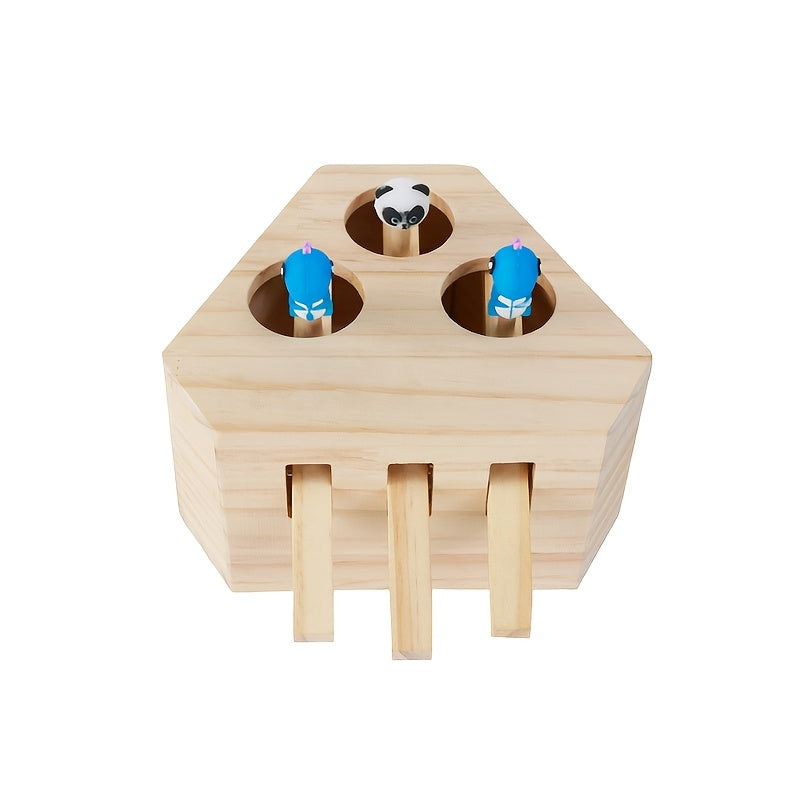 Jouet interactif en bois pour chat - Jeu d'attrape-souris 
