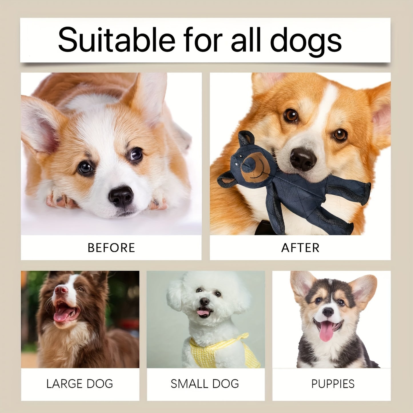 1 jouet durable pour chien en forme d'ours, peluche indestructible pour les gros mâcheurs, compagnon incassable et grinçant pour les mâcheurs agressifs, grande race recommandée