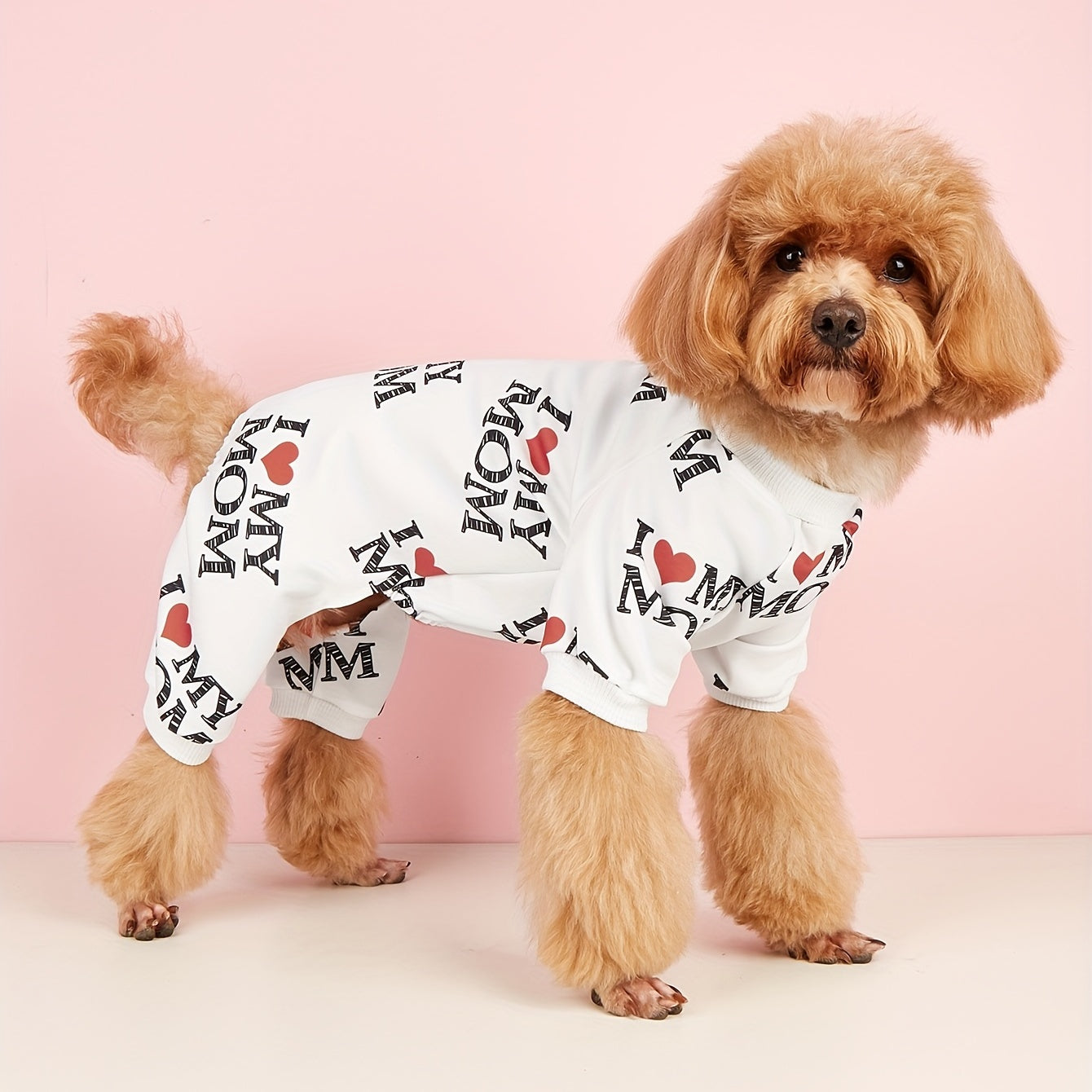 Vêtements d'été pour animaux de compagnie I Love Mom I Love Dad Print Vêtements pour chiens Combinaison pour chiens Pyjama pour chats pour petits, moyens et grands chiens