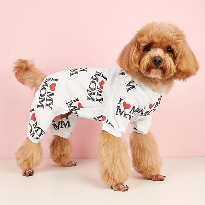 Vêtements d'été pour animaux de compagnie I Love Mom I Love Dad Print Vêtements pour chiens Combinaison pour chiens Pyjama pour chats pour petits, moyens et grands chiens
