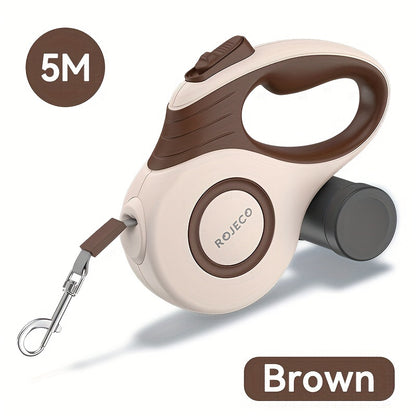 [Choix populaire] Laisse rétractable automatique pour chien ROJECO, corde extensible de 3 m/5 m pour petits et grands chiens, motif géométrique en nylon, accessoire de promenade pour chien non électrique