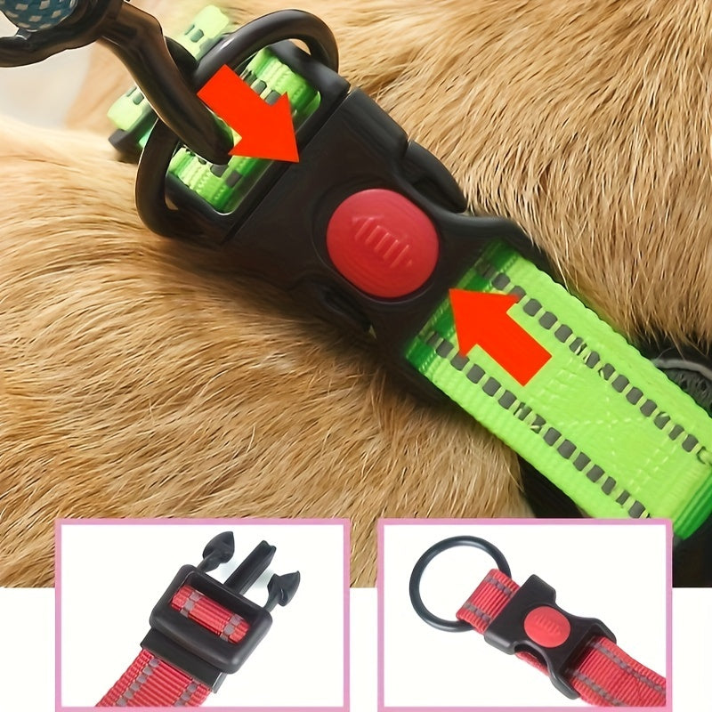 Collier réfléchissant réglable pour chien avec sangle de cou rembourrée – Respirant, à dégagement rapide et sans danger la nuit