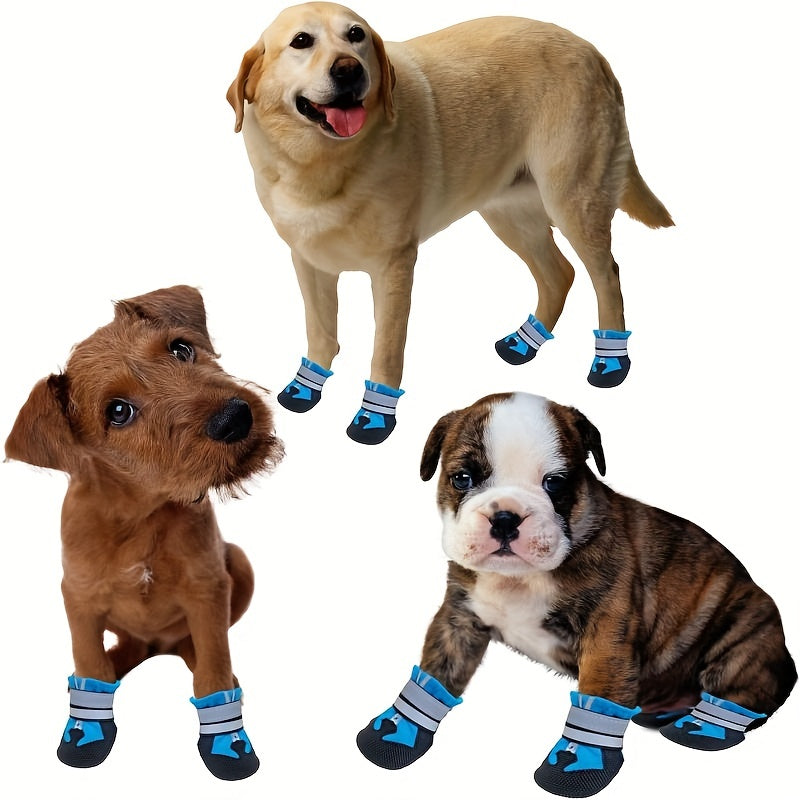 Lot de 4 bottes imperméables pour chien avec sangles réfléchissantes, gardez la patte de votre chien en sécurité et au sec