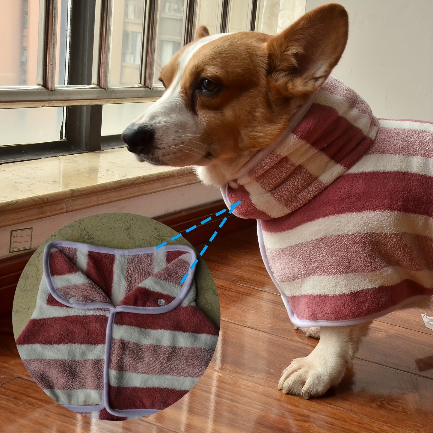 Serviette de bain rayée à séchage rapide pour chien - Peignoir de séchage pour chien en polyester super absorbant et réglable - Parfait pour le bain, les promenades humides et la natation