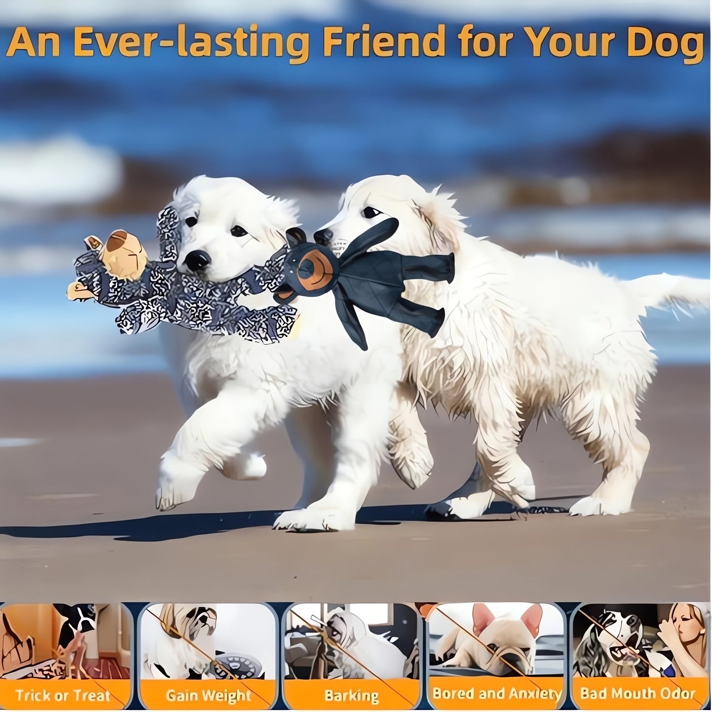 1 jouet durable pour chien en forme d'ours, peluche indestructible pour les gros mâcheurs, compagnon incassable et grinçant pour les mâcheurs agressifs, grande race recommandée