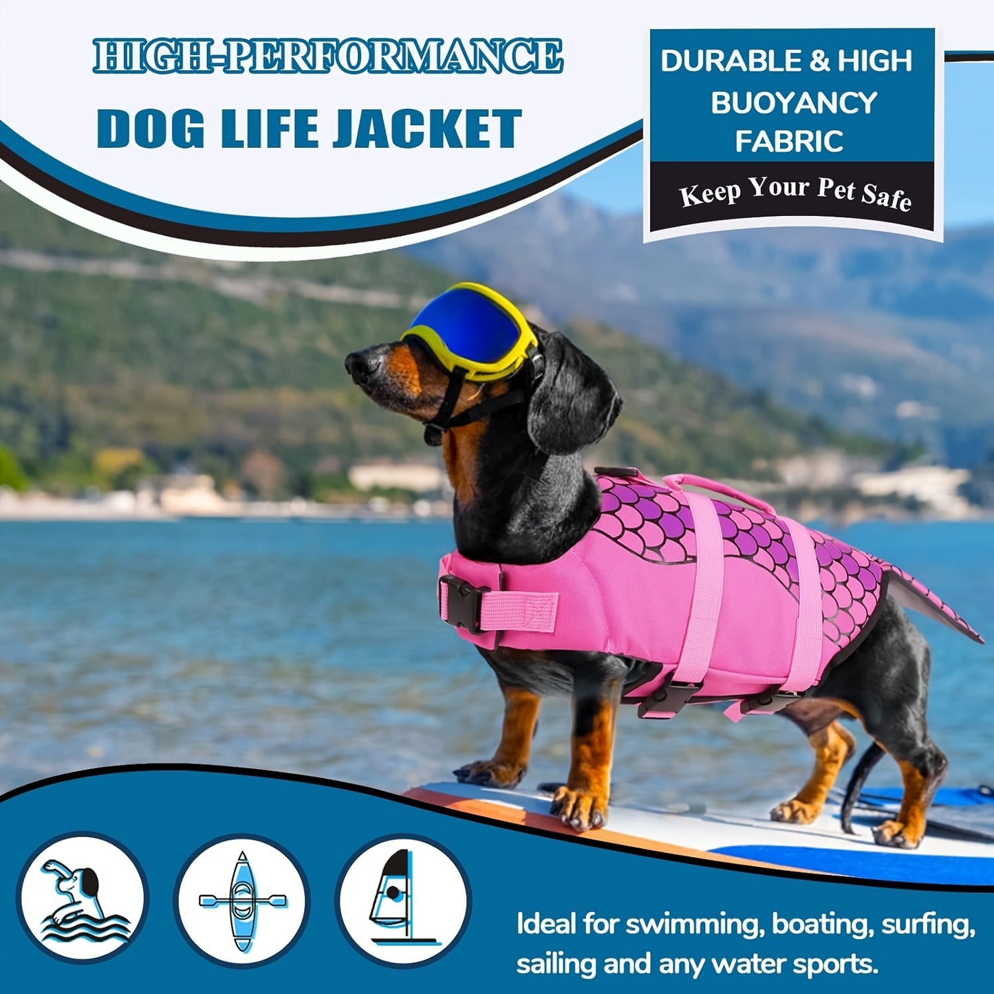 Maillot de bain pour animal de compagnie 1 pièce requin sirène, gilet de sauvetage pour chien, vêtements de bain pour chien, costume d'été pour chien, vêtements de maillot de bain