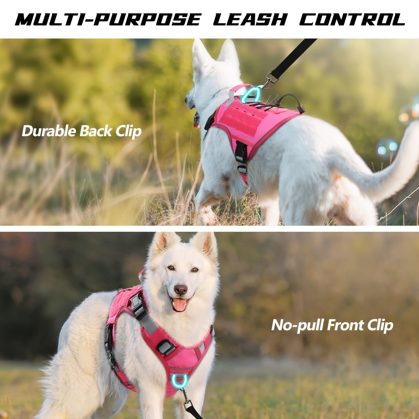 Adjustable No-Pull Tactical Dog Harness – Reflective Military Vest with Handle for Large Dogs