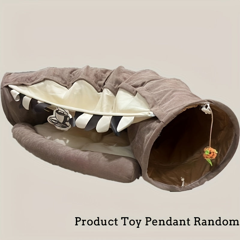 Tunnel pliable pour chat avec lit lavable – Jouet d'intérieur idéal pour les chats de petite et moyenne taille