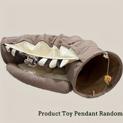 Tunnel pliable pour chat avec lit lavable – Jouet d'intérieur idéal pour les chats de petite et moyenne taille
