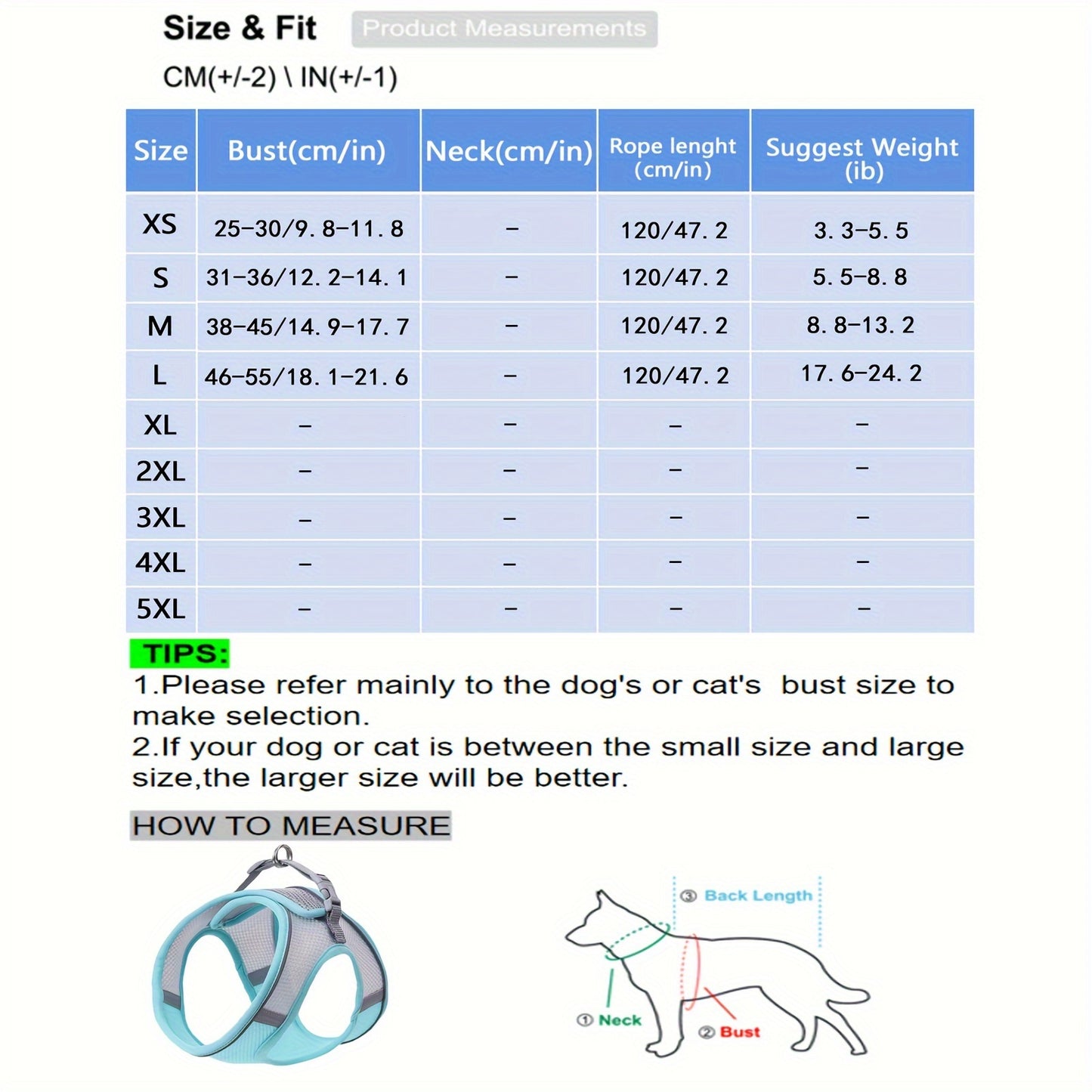 Harnais confortable et sûr pour animaux de compagnie – Gilet en maille souple avec bande réfléchissante pour petits chiens et chats