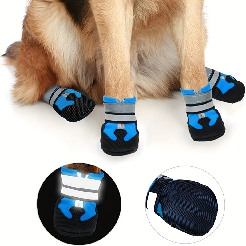 Lot de 4 bottes imperméables pour chien avec sangles réfléchissantes, gardez la patte de votre chien en sécurité et au sec