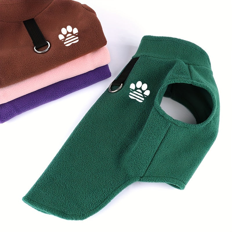 [Leashready Vest] Plush Dog Paw Vest - Cozy Knit Pet Sweater for Small to Extra Small Breeds, Machine Washable, All-Season Comfort in Green, Brown, Purple, Pink with Leash Attachment, Dog Sweater