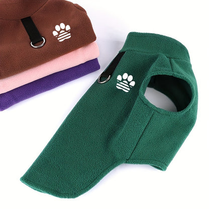 [Leashready Vest] Plush Dog Paw Vest - Cozy Knit Pet Sweater for Small to Extra Small Breeds, Machine Washable, All-Season Comfort in Green, Brown, Purple, Pink with Leash Attachment, Dog Sweater