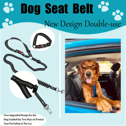 Ceinture de sécurité pour chien à double usage améliorée pour voiture – Laisse élastique réglable pour chien pour appui-tête, harnais de sécurité pour animaux de compagnie robuste et élastique