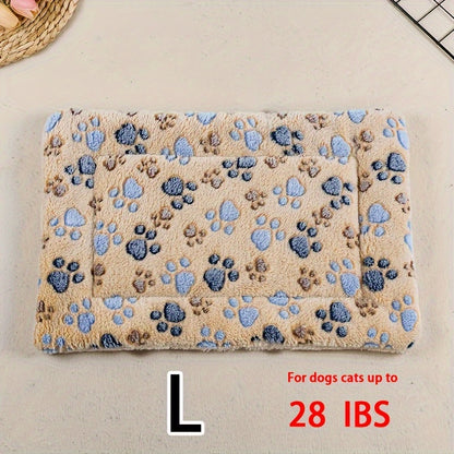 Coussin pour animal de compagnie à motif de pattes de chien au café de dessin animé – Matelas pour chat double couche, confortable et chaud