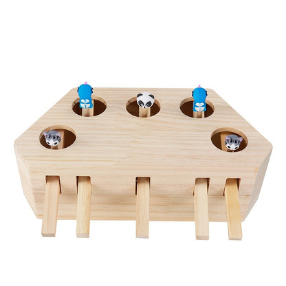 Jouet interactif en bois pour chat - Jeu d'attrape-souris 
